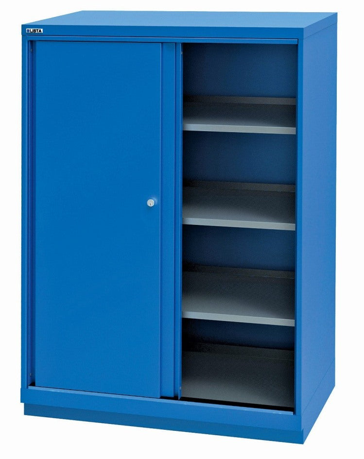 LISTA Sliding Door Shelf Cabinet 3 Adjustable Shelves 1 Bottom